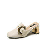 Slippers Women Wear The New Korean Version Of Fashion Baotou Diamond Thick Heels Muller Shoes Fashion Flip-Flops In Spring And Summer
