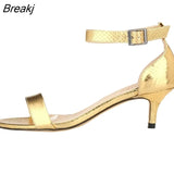 Women Pumps Shoes Faux Crocodile Open Toe Ankle Straps High Heels Summer for