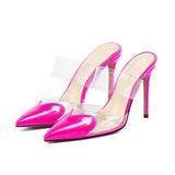 Women Sandals Mixed Colors Transparency Thin Heel Party Femme Shoes Spring Summer Pointed Toe Prom Pumps Designer Shoes
