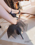 Asymmetric Grosgrain Mesh Bow Women Pumps Pointed Toe Wedding Dress Ladies Shoes Averly 100 High Heels Gladiator