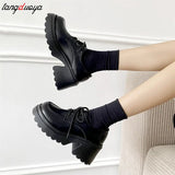 platform Lolita Shoes women 2024 Platform Mary Jane Shoes High Heel Women JK Uniform Leather Shoes college girls