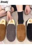 Toe Women's Shoes Platform Slip-on Loafers Fur Casual Female Sneakers Elegant Shallow Mouth Flats Soft Clogs Slip On