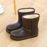 Boots Women Waterproof Work Shoes for Girls Mid-calf Water Shoes Winter Plush Warm Rain Boots with Fur EVA Anti Slip