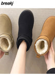 Snow Boots Women's Short Tube Thickened Cotton Shoes Non-slip Winter New Shoes Student Women's Shoes 2023 Black