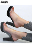 Summer New Women's PVC Sandals Open Toed Sexy Thin Heels Women Transparent Plastic Platform Sandals Slippers Roman
