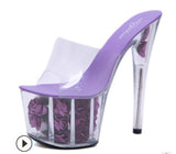 Breakj 2023 Summer New Model Shoes Super High Heels 17CM Thin Heel Waterproof Table Sandal Female Transparent