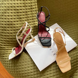Size 34-39 Sandals Women 2023 Real Leather Ankle Strap Rome High Heels Summer Shoes For Women Elegant Party