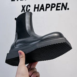 Breakj Spring And Autumn New Fashion Versatile Men's Martin Boots Black High Top Leather Shoes Fashion Short Boots