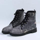 Spring Autumn New Boots Women's British Fashion Women's Boots Print High-top Boots Ladies Lace Up Women's