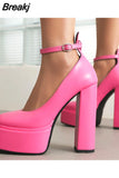 Pumps Chunky Heel Ankle Strap Shoes 2023 Spring Summer Fashion Sexy Mary Janes Wedding Shoes Pumps Big Size