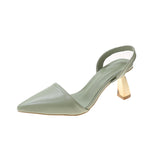 Breakj Heel Baotou Sandals Female Summer 2023 New Good Match Pointed Thick Heel Female Empty Fashion