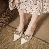High Quality Women Mules High Heel Soft Leather Slippers Women Comfortable Square Toe Slippers Summer Designer