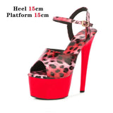 Leopard Sandals Pole Dance Shoes Stripper Sexy Combat Fetish High Heels Women Platform Shoes Party Club 15 17 CM