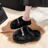 Breakj Head Half Slippers Women Wear 2023 New Autumn And Winter Home Thick Bottom Net Red Senior Sense Hair Hair