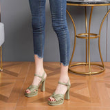 Breakj Women In The Summer Of 2024 New One-Character Buckle With High Heel Women's Thick Heel Waterproof Table Fashion Women's
