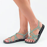Size Summer Beach Sandals Women Clip Toe Rope Knot Flat Slippers