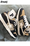 Womens Sneakers Fashion 2023 Fall New Lace-up Thick Sole Casual Vulcanized Shoes Breathable Pattern Womens Shoes Chaussure