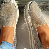 Women Flat Glitter Sneakers Casual Female Mesh Lace Up Bling Platform Comfortable Plus Size Vulcanized Shoes Zapatillas