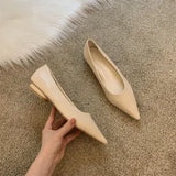 Single Shoes Women's Autumn Princess Shoes Tip Shallow Mouth Really Soft Leather Low Heel Grandma Shoes Professional Flat Soles Show Thin Ladle