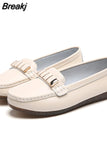 Flats Women Shoes Loafers Genuine Leather Women Flats Slip On Women's Loafers Female Moccasins Shoes Plus