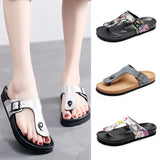 2023 New Summer Unisex Beach Cork Flip Flops Women Slippers Casual Quick Drying Men Buckle PU Leather Slides