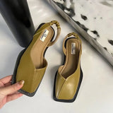 New Summer Square Toe Pleated Elastic Sandals Fashion Women's Slippers Women's Digging Toe Sandals Women's Designer
