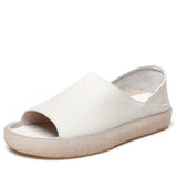Genuine Cow Leather Women Flat Sandals Summer Flats Shoes Comfortable Soft Bottom Open Toe Gladiator Sandals For