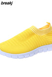 Stripe Knitted Socks Sneakers Women 2023 Spring Summer Slip on Flats Shoes Woman Plus Size Breathable Mesh Running