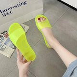 New Large Size Plastic Women's Shoes Flat Solid Color Fashion Round Toe Open Toe Comfortable Sandals and Slippers