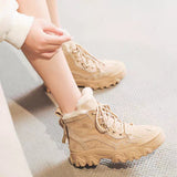 Women Boots Winter Shoes Warm Snow Boots Plush Fur Ankle Booties Anti Slip Platform Chunky Shoes White