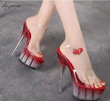 Wedding Shoes New Women 2023 High Night Club Sandals Crystal Bottom Waterproof Wedding Shoes Steel Tube Dancing