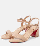 Breakj And Soft Leather 2025 Summer New Thick And Round Toe Solid Color Elegant Buckle Sandals
