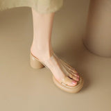 Breakj Zi Yan French Transparent High Heel Slippers Summer Women Wear Thick Bottom Thick Heel Comfortable Soft Foot