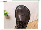 American Retro Carved Women Boots Winter High-Top Lace-Up Warm Big Head Soft-Soled Casual Boots Students Short