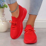 Women's Breathable Knitted Sneakers Autumn Comfort Thick Bottom Walking Shoes Women Non Slip Mesh Flat Shoes Size