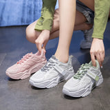 Shoes Female Fall 2023 New Breathable Korean Sneakers Ins Thick Platform Student Running Women's