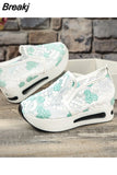 Women's Shoes on Sale 2023 New Women's Vulcanize Shoes Summer Lace Mesh Flower Women Shoes Round Head Thick Bottom Sports