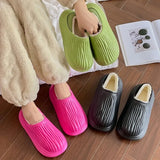 New Women's Waterproof Home Slippers Plush Warm Winter House Shoes Women Flat Non Slip Outdoor Indoor Cotton Slippers
