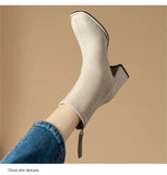 Winter New Round Head Frosted Leather Back Zipper Women's Comfortable and Warm External Wearing Bare Boots