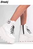 Design 2023 Big Sizes 43 Platform High Heels Cosplay Fashionable Autumn Winter Wedges Shoes Ankle Boots Women Booties