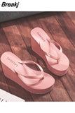 Shoes Ladies' Slippers Platform Slipers Women Rubber Flip Flops Heeled Mules Luxury Slides Sabot 2023 Hawaiian