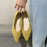 Pointed Toe Ballet Flats Women Spring Autumn Low Slip on Comfortable Mules Soft Mesh Flat Knitted Dress Shoes Ladies