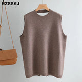 winter OVERSIZE thick Sweater vest women sleeveless warm Sweater Pullovers Women female o-neck LOOSE sweater