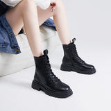 Ankle Boots Female Designer Shoes for Women 2023 Combat Platform Heels Women's Short Leather Boots Free Shipping Zip