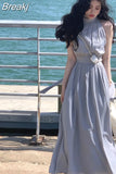 Elegant Even Party Dress Office Lady Fairy Sleeveless Midi Dress 2023 Summer Solid Turtleneck One Piece Dress Korea