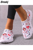 Flat Shoes Women Print Breathable Sneakers Slip-on Light Non-slip Flats Ladies Soft Bottom Loafer Casual Sports