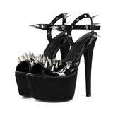 Breakj Club Sexy Rivet Black Water Table Fine High Heel Transfled Large Women High Heel