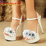 Super High Heels Sandals 15cm Designer Women Buckle Strap Shoes Summer Thick Sole Platform Sandals Club Stripper