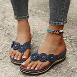Appliques Slippers 2023 Summer Women Vintage Flip Flop Ladies Wedges Comfortable Shoes Female Sewing Slides Plus