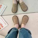 Woman Shoes Female Footwear Casual Sneaker Shallow Mouth Round Toe New Dress Moccasin Basic Lace-Up Flock Leisure Rubber